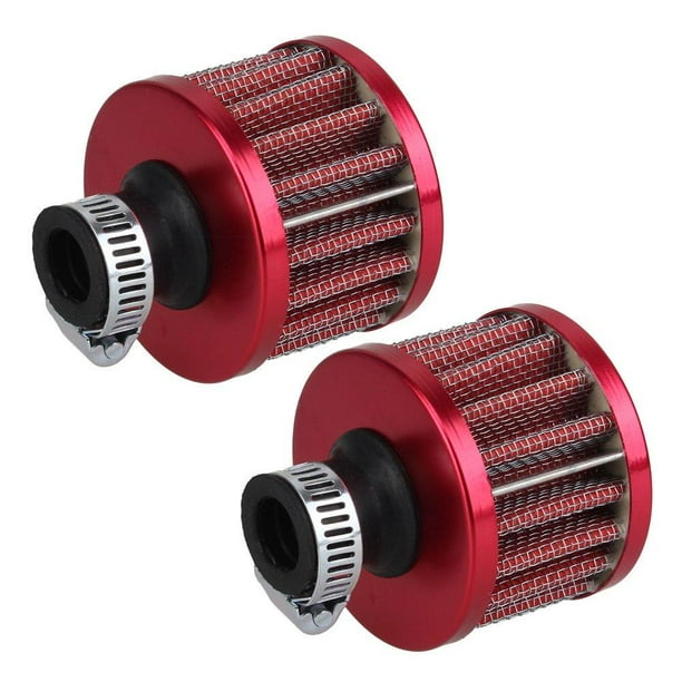 2x 13Mm Red Cone Mini Oil Air Intake Crankcase Vent Valve Cover Breather Filter